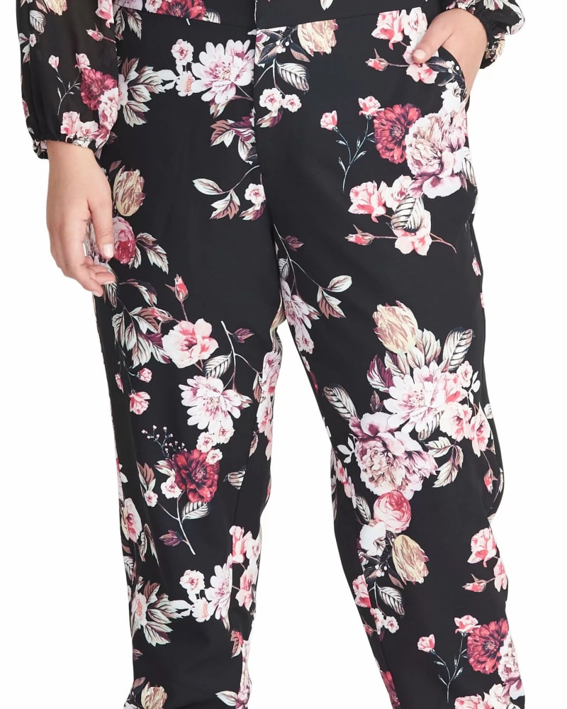 Front of a model wearing a size 3X RACHEL Rachel Roy Women's Trendy Eden Floral-P Black Combo 3X in Black by RACHEL Rachel Roy. | dia_product_style_image_id:306345